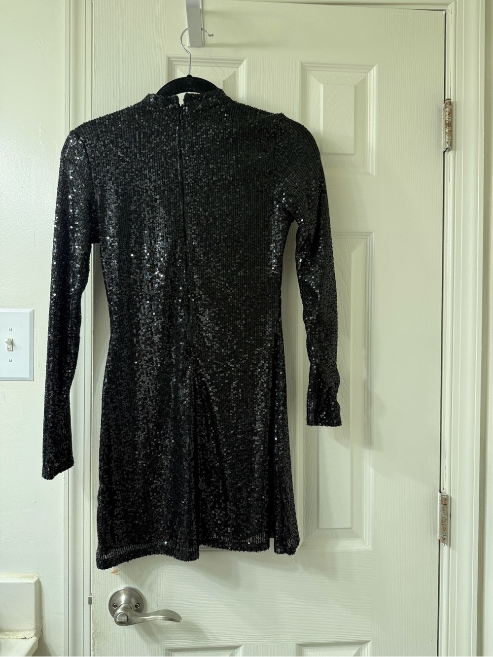 Abercrombie & Fitch Black Long-Sleeve Sequin Mini Dress